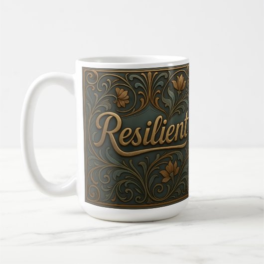 Teal Gold Resilient Affirmation Classic Mug コーヒーマグカップ (左)