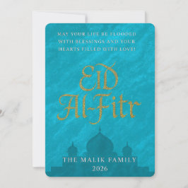 Teal & Gold Script Eid Al-Fitr Greeting シーズンカード