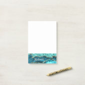 Teal Gold Sparkly Post-it® Notes Gift Custom Name ポストイット (デスク上)
