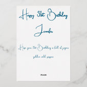 Teal & Gold Wild Poppy Watercolor aged Birthday 箔シーズンカード (裏面)