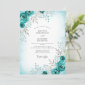 Teal Graceful Winter Wedding 招待状 (スタンド正面)