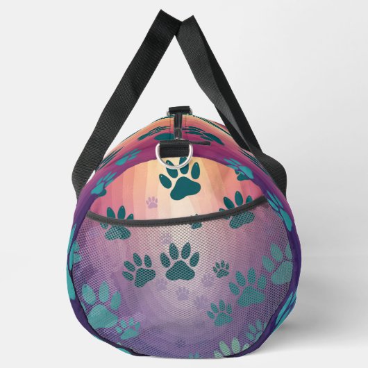 Teal Gradient Paw Print ダッフルバッグ (右)