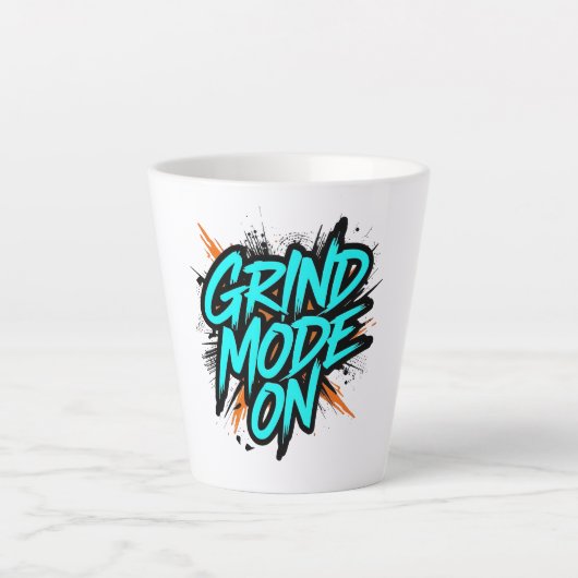 Teal Graffiti Style "Grind Mode On" カフェラテマグ (正面)