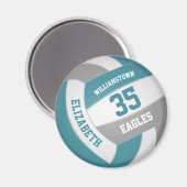 teal gray school colors team name volleyball マグネット (正面/裏面)