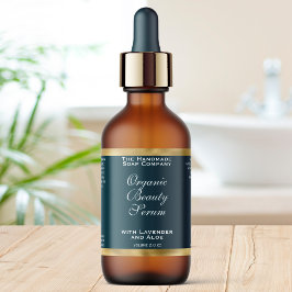 Teal Green and Gold Cosmetics Dropper Bottle Label ラベル