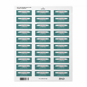Teal Green & Burgundy Address Label with Banner ラベル (フルシート)