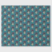 Teal Green Burgundy Bow Gold Ornament Christmas ラッピングペーパー (フラット)