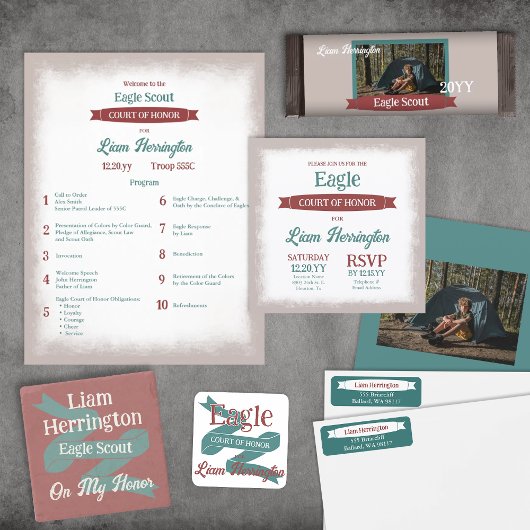 Teal Green, Burgundy Eagle Court of Honor Program チラシ