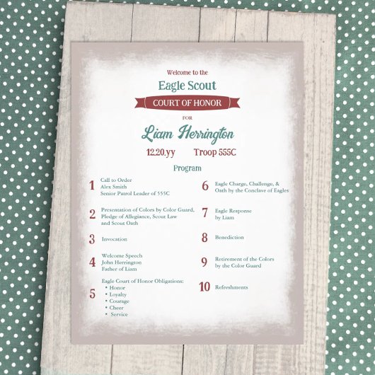 Teal Green, Burgundy Eagle Court of Honor Program チラシ
