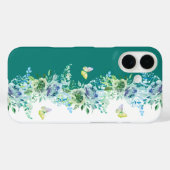 Teal Green Butterfly Floral Phone Case Case-Mate iPhoneケース (裏面 (横))