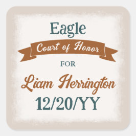 Teal Green, Copper Brown Party Favor Sticker スクエアシール