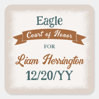 Teal Green, Copper Brown Party Favor Sticker スクエアシール