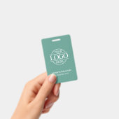 Teal Green Employee ID with Custom Business Logo バッジ (手持ち)