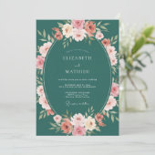 Teal Green Enchanting Botanical Wedding 招待状 (スタンド正面)