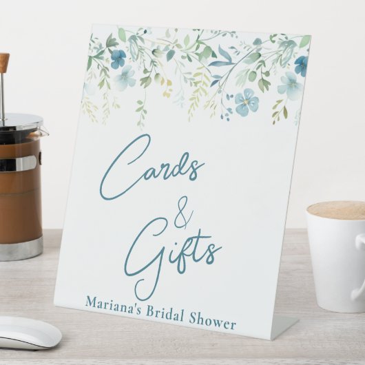 Teal Green Floral  Bridal Shower Cards & Gifts 台座サイン (インサイチュ)