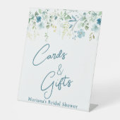 Teal Green Floral  Bridal Shower Cards & Gifts 台座サイン (正面)