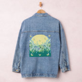 Teal Green Floral Butterfly Denim Jacket デニムジャケット (ハンガー)