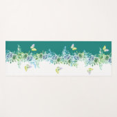 Teal Green Floral Butterfly Yoga Mat ヨガマット (正面(横))