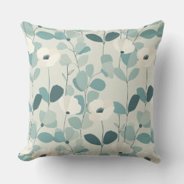 Teal Green Floral Throw Pillow アウトドアクッション
