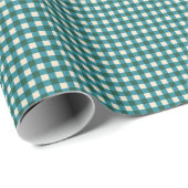 Teal Green Gingham Plaid Holiday Pattern ラッピングペーパー (ロールコーナー)