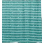 Teal Green Glitter Style Horizontal Stripes シャワーカーテン (正面)