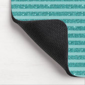 Teal Green Glitter Style Horizontal Stripes マウスパッド (コーナー)
