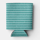 Teal Green Glitter Style Horizontal Stripes 缶クーラー (正面)