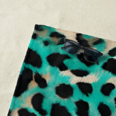 Teal Green Gold Beige Leopard Print  ビーチタオル (インサイチュ)