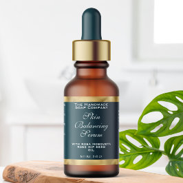 Teal Green & Gold Small Dropper Bottle Label  ラベル