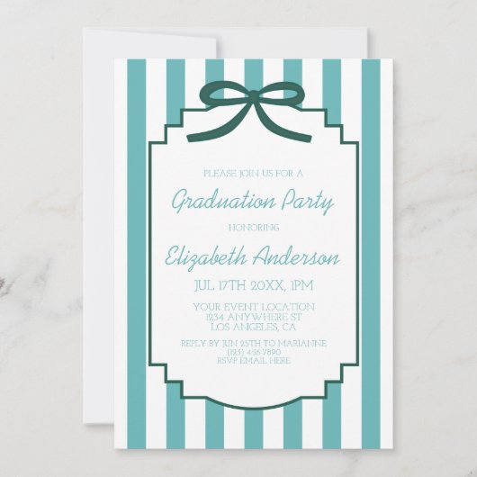 Teal Green Graduation 招待状 (正面)