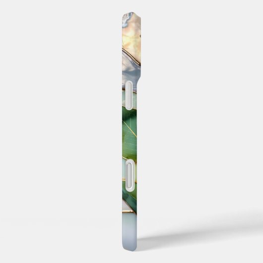 Teal Green Leaf Stained Glass Phone Case Case-Mate iPhoneケース (裏面 / 右)
