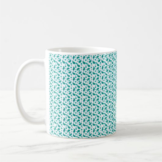 Teal Green Paisley Floral Pattern Modern Boho  コーヒーマグカップ (左)