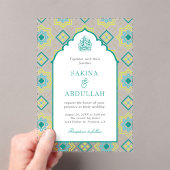 Teal Green Persian Mosaic Muslim Wedding アクリル招待状 (インサイチュ (ポータブル))