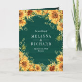 Teal Green Sunflowers Mason Jar QR Code Wedding 招待状 (正面)