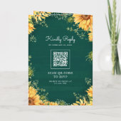 Teal Green Sunflowers Mason Jar QR Code Wedding 招待状 (裏面)