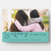 Teal Handwritten Sisters Forever Script Photo フォトプラーク (正面)
