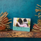 Teal Handwritten Sisters Forever Script Photo フォトプラーク (側面)