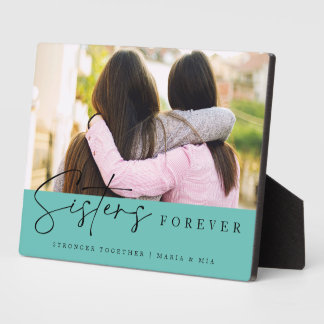 Teal Handwritten Sisters Forever Script Photo フォトプラーク