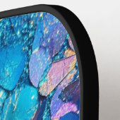 Teal Holographic Glitter Sparkle Glam Monogram ピックルボールラケット (左詳細)