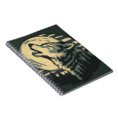 Teal Howling Wolf Moon Art ノートブック (右側)