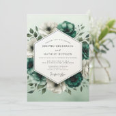 Teal Ivory Bloom Wedding 招待状 (スタンド正面)