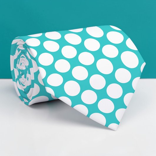 Teal Jumbo Polka Dots Custom Necktie ネクタイ