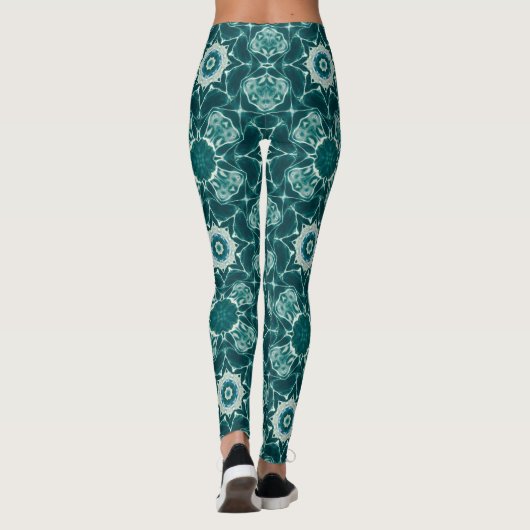 Teal Kaleidoscope Floral Leggings レギンス (裏面)
