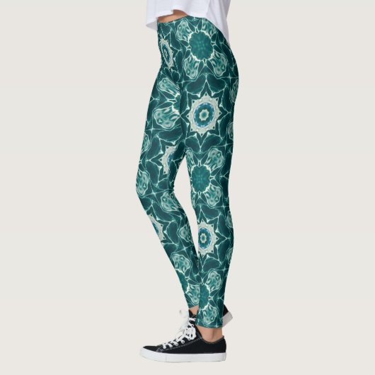 Teal Kaleidoscope Floral Leggings レギンス (左)