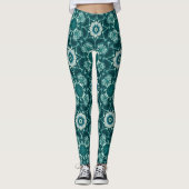 Teal Kaleidoscope Floral Leggings レギンス (正面)