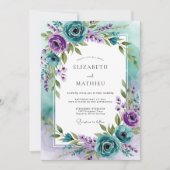 Teal Lavender Captivating Spring Wedding 招待状 (正面)