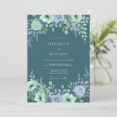 Teal Lavender Floral Arch Wedding 招待状 (スタンド正面)