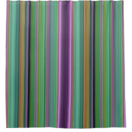 Teal Lavender Orange Purple Stripes シャワーカーテン