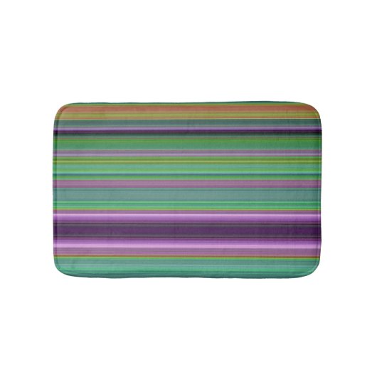 Teal Lavender Orange Purple Stripes バスマット (正面)