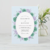 Teal Lavender Peaceful Spring Wedding 招待状 (スタンド正面)